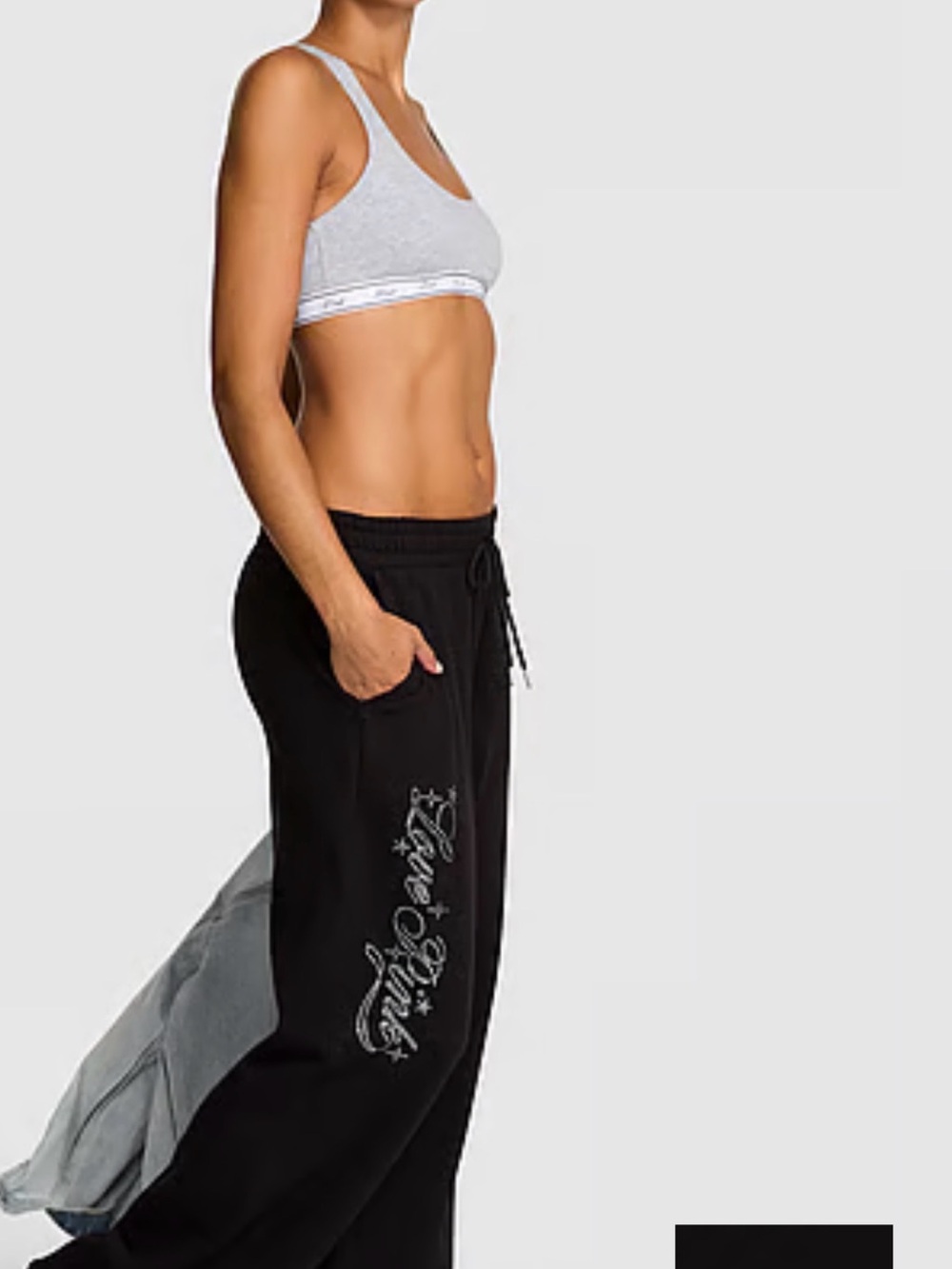 Limited Edition PINK Campus Fleece Wide-Leg Split-Hem Sweatpants, , Size XL S